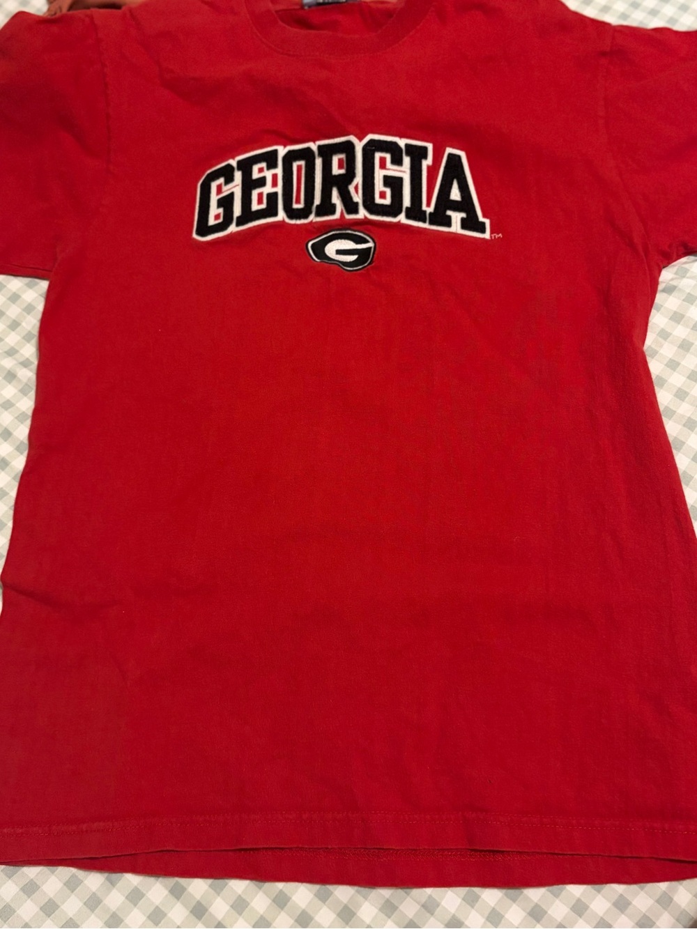 VTG Georgia Bulldogs Embroidered Felt Logo Short-Sleeve Logo Tee in Bold Red M